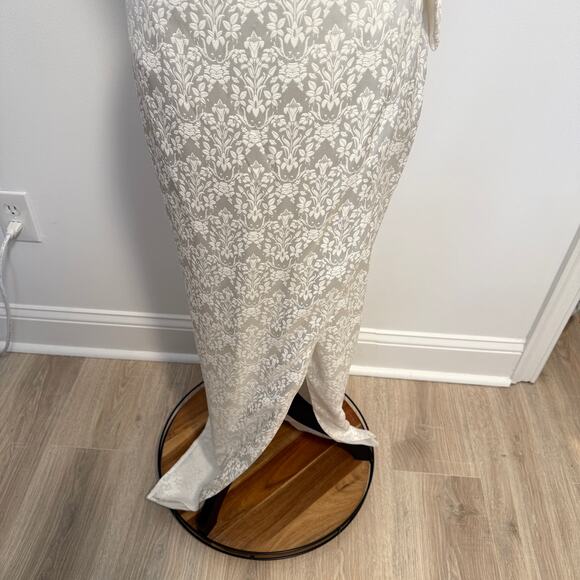 V. Chapman June Corset Jacquard Front-Slit Strapless Gown In Ivory Size 4 New - Picture 7 of 14